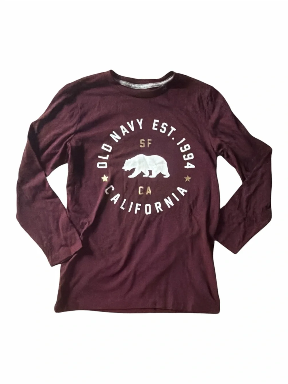 Old Navy Boy’s Burgundy California Bear Graphic Long-Sleeve Tee